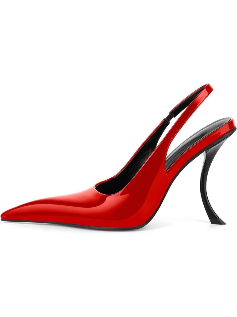 Women's Red Slingback High Heel Pull On Pumps Pointed Toe Stiletto Heel Shoes
